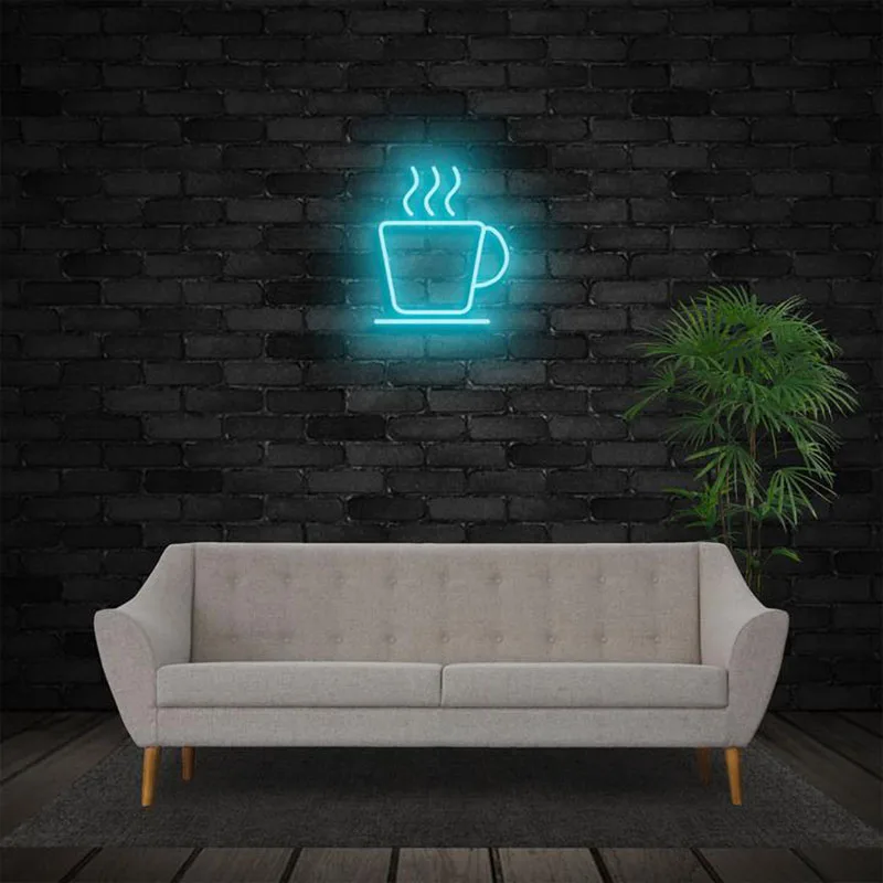 

Custom Logo Coffee Led Transparent Acrylic Plexiglass Neon Sign Light Board Party Background Decoration