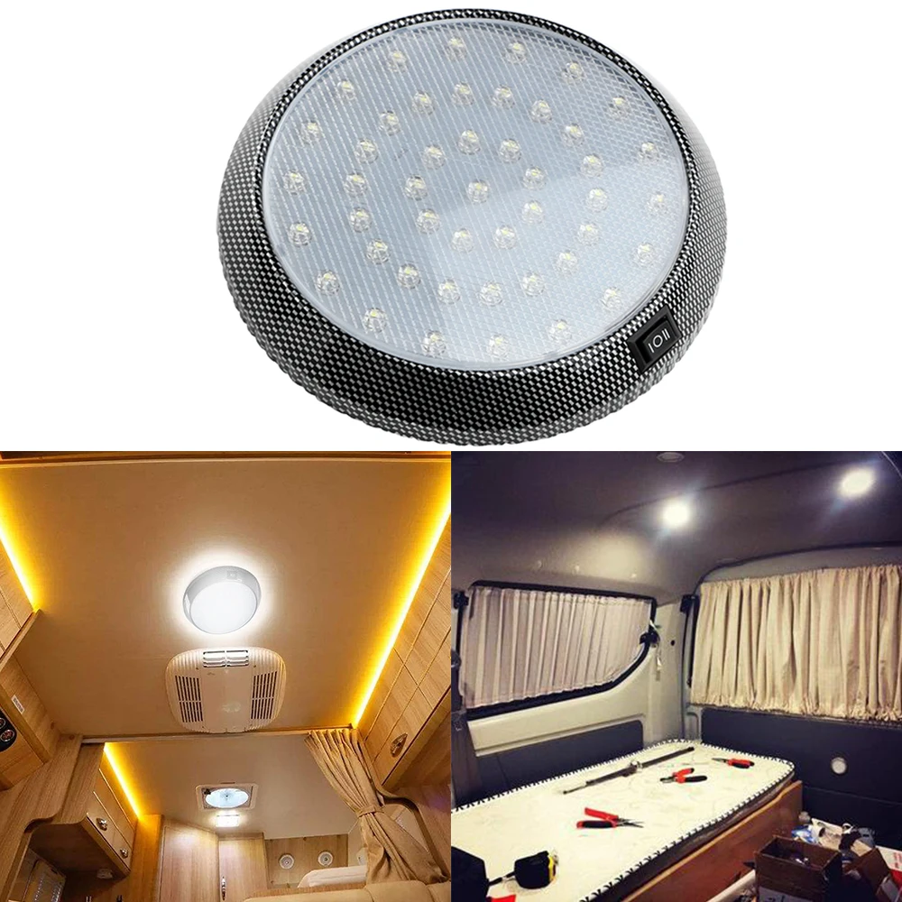 LED Car Interior Reading Light Bulb Reading Lamp 46LED 12V Automobiles Car Dome Roof Ceiling Interior Light White Round Style