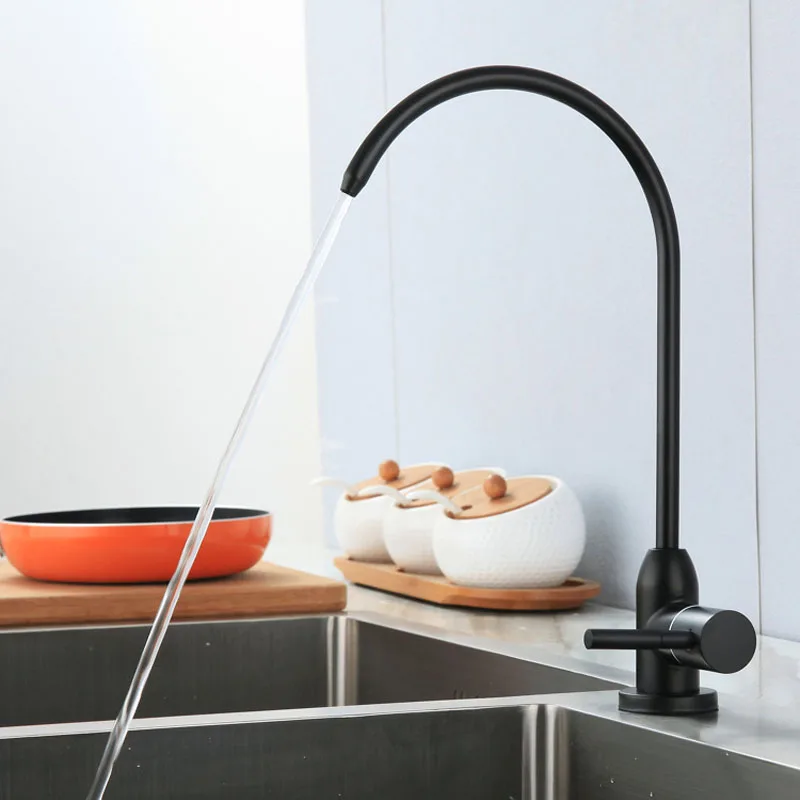 Matte Schwarz Gereinigtes Küche Wasserhahn 360 Grad Rotation Kalten Wasser Deck Montiert Reines Wasser Filter Waschbecken Mischbatterie Waschbecken Wasserhahn