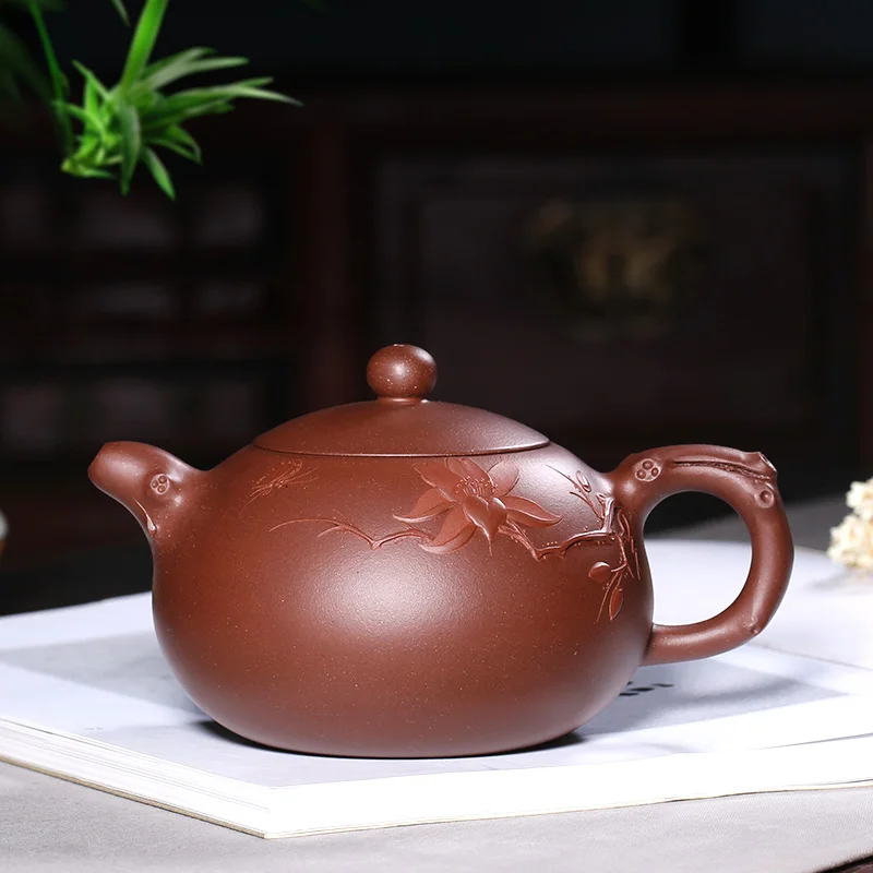 ★Recommended yixing masters all hand applique large capacity 440 cc undressed ore bottom groove qing NiXinAn teapot