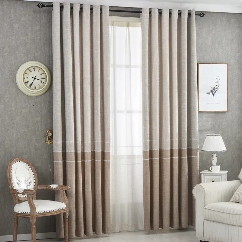 Blackout Brown  thick Linen Curtains for Living Room bedroom Window Treatments  panel drapes