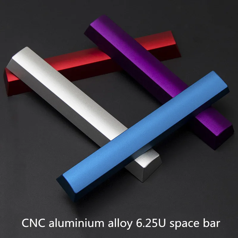 Mechanical Keyboard Metal Blank Space Bar Keycap 6.25U 6.25X Aluminum Alloy CNC Anodic Oxidation Spacebar Key Caps OEM Profile