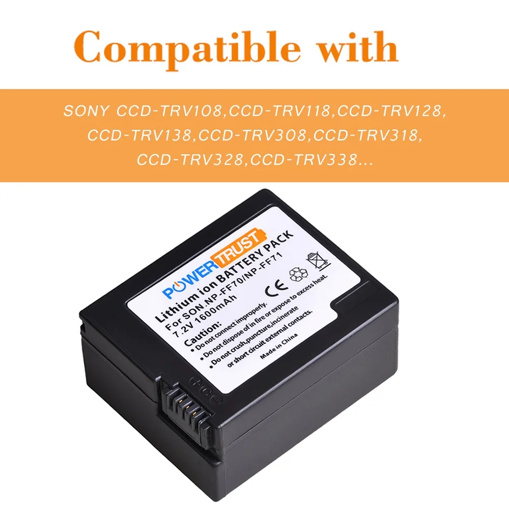 حزمة بطارية قابلة للشحن لسوني NP-FF71 ، NP-FF70 ، NP-FF71S ، استبدال سلسلة F إنفوليثيوم