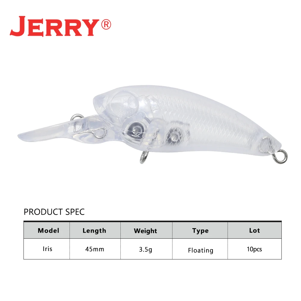 Jerry Iris Micro Spinning Wobbler, Hard Lures, Trout Bass, Mergulho Floating Plug, Crankbait, Pesca Shore, 45mm