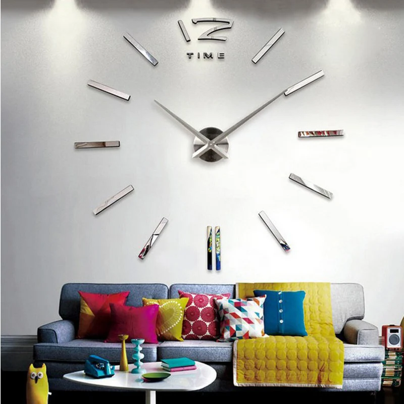 2021 New Big Wall Clock Quartz 3D Stereo DIY Creative Wall Sticker Clock Living Room Simple Decoration Clock Acrylic MirrorClock