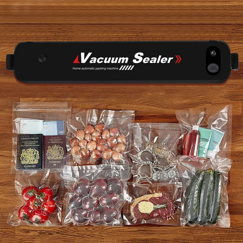 Black Vacuum Sealer Sealing Machine Handheld Electric Automatic Vacuum Packing Machine Kitchen Tools 110V 220V