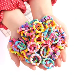 100pcs/Set Children Cute Black Colorful Elastic Hair Bands Girl Kid Lovely Bamboo Knots Scrunchies Rubber Bands Hair Accessories