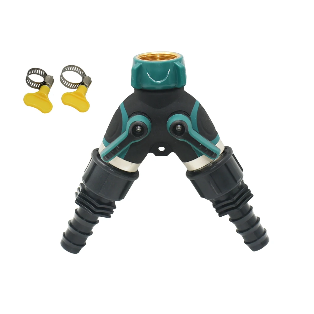 

3/4" Female to 1/2 3/4" Garden Hose 2-Way Garden Tap Water Splitter Barb Quick Connector Y Irrigation Valve PE Hose 1Pcs