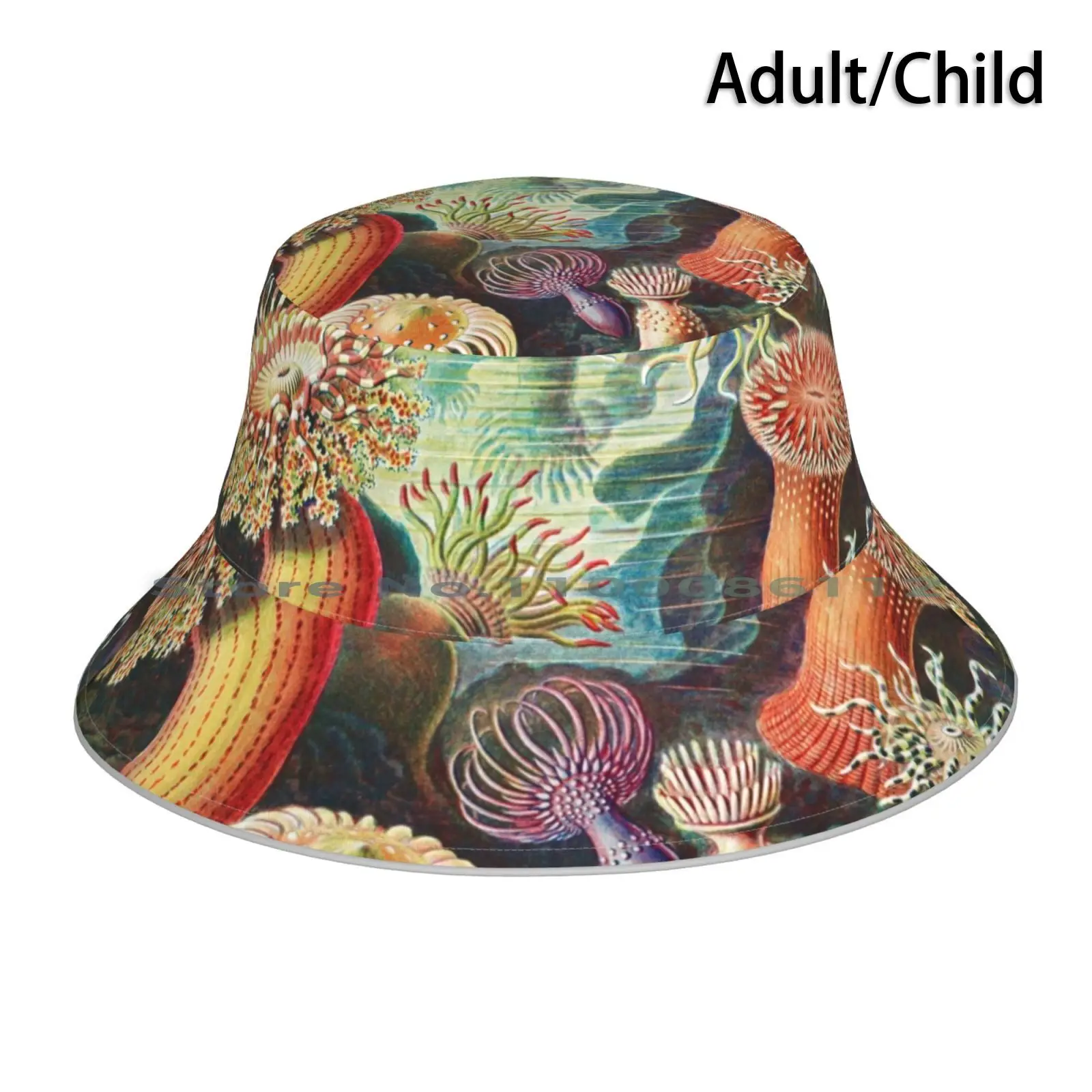 Sea Anemone Scientific Illustration Bucket Hat Sun Cap Sea Anemone Marine Ocean Biology Biologist Zoology Colourful