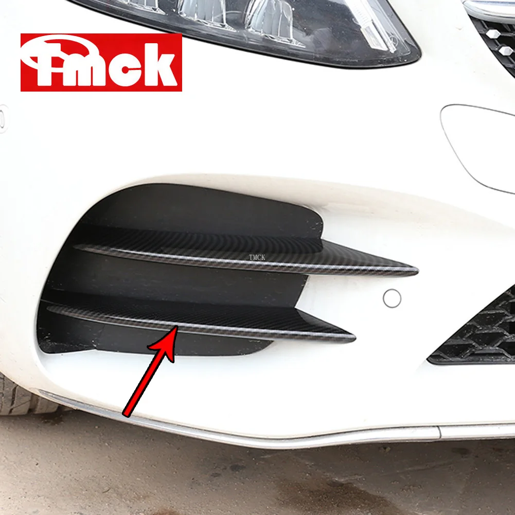 

For Mercedes Benz C Class W205 S205 C180 C260 C300 2019 Car Front Fog Lamp Strip Trim Cover Sticker Air Intake Grille Slats Trim