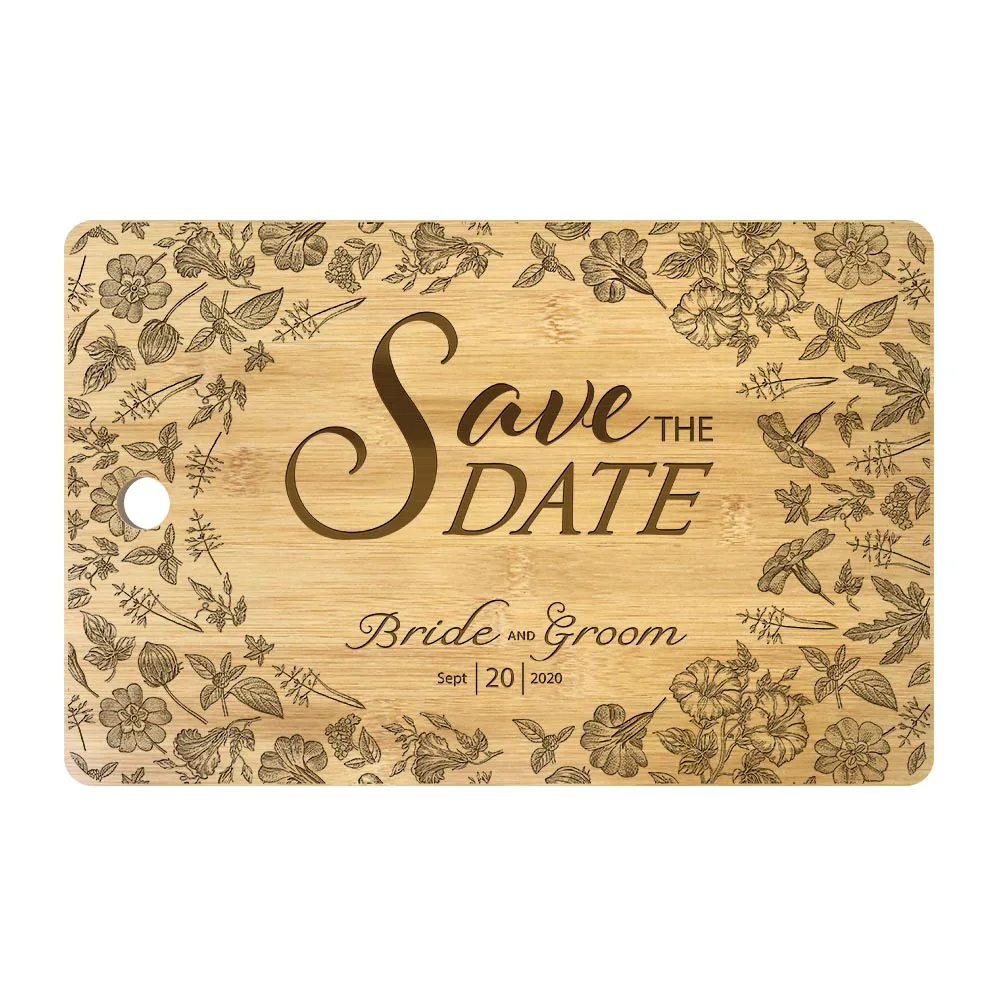 

Personalized Floral Save the Date Butcher Block Custom Laser Engraved Wood Cutting Board Wedding Anniversary Bridal Shower Gift