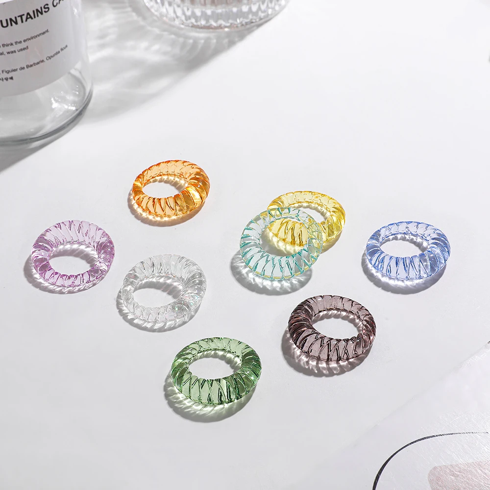 

New Trendy Geometric Circle Stacked Finger Rings for Women Minimalist Transparent Multicolor Resin Acrylic Ring Korean Jewelry