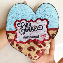 Heart-Shaped Sequins Patches, Embroidered Clothing Accessories, Reversible Sequin Letters, Wholesale