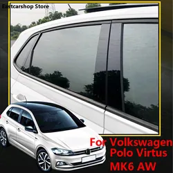 For Volkswagen Polo Virtus MK6 AW 2021 2020 2019 Car B C Pillar Middle Central Column PC Window Bright Black Decoration