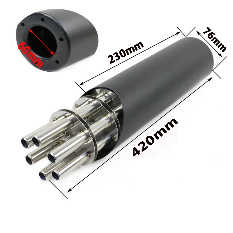 32MM Motorcycle Muffler Exfoliate Gatling Gun Style Stainless Steel Exhaust Pipe Fit for Street Bike ATV Scooter Dirt Pit Bike