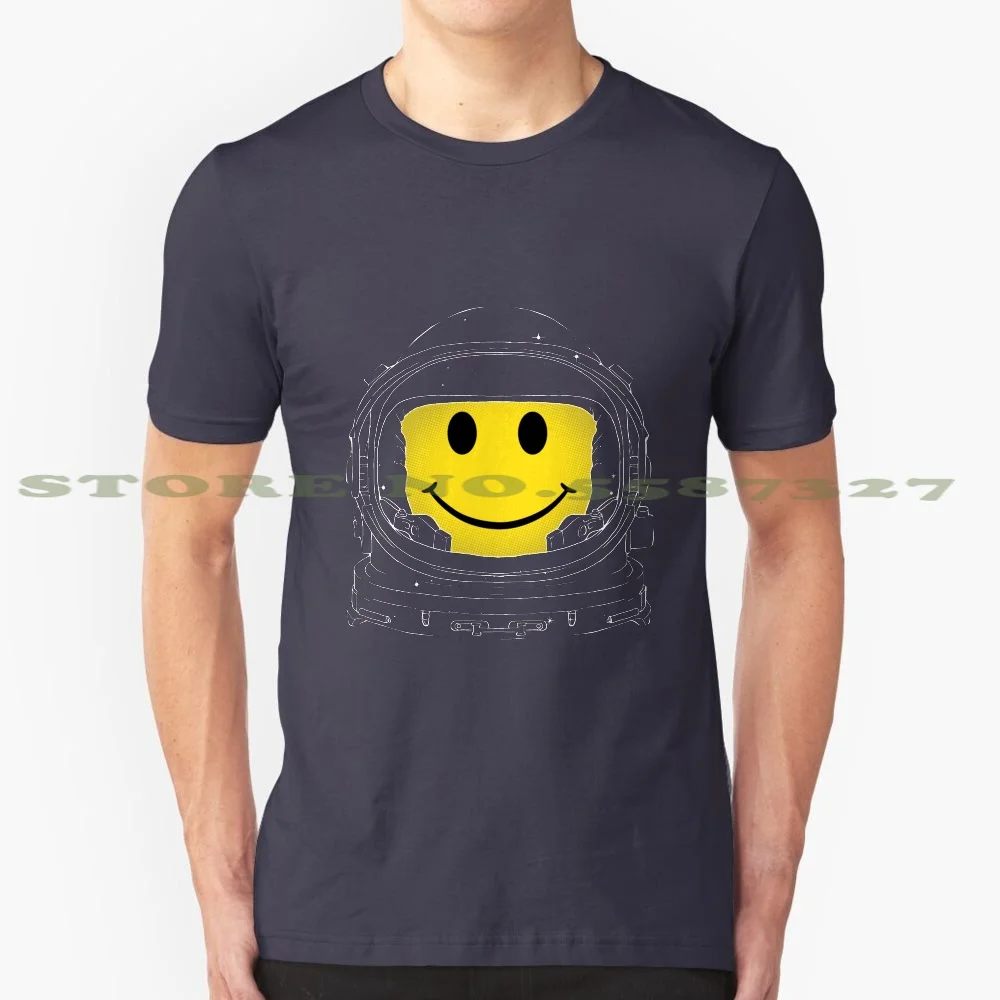 Happiness 100% Cotton T-Shirt Smile Face Happiness Space Astronaut Yellow Stars