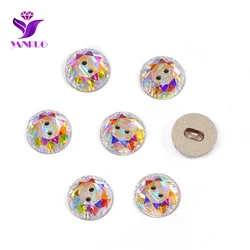 YANRUO 3014 Round Shiny Buttons Crystal AB Rhinestones Sewing On Needlework Jeans Buttons For Sewing Clothing