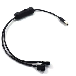 Cable adaptador de corriente para ventilador, Conector de ventilador de 1 a 2 vías USB a 3 / 4 pines PWM 5V con interruptor de encendido/apagado, 22AWG, 40cm/15,75 pulgadas