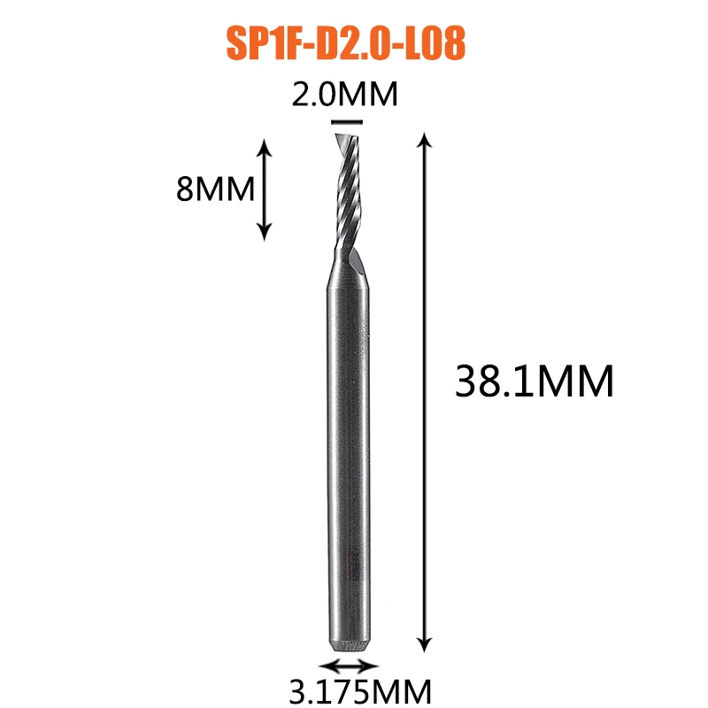 1 st AAAAA CNC Acryl Hout Aluminium Frees 1-12mm 3D Graveren Enkele Fluit Frees Spiraal frees Houtbewerking