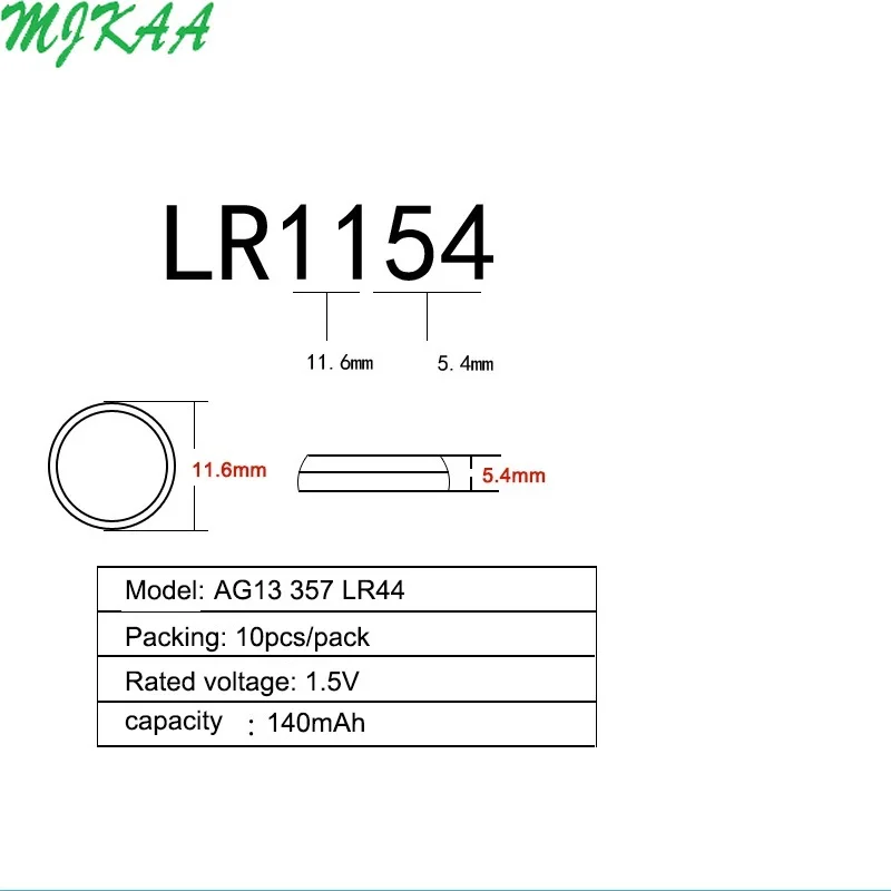 100PCS AG13 LR44 357A S76E G13 LR1154 Button Coin Cell Battery Batteries 1.55V Alkaline 22