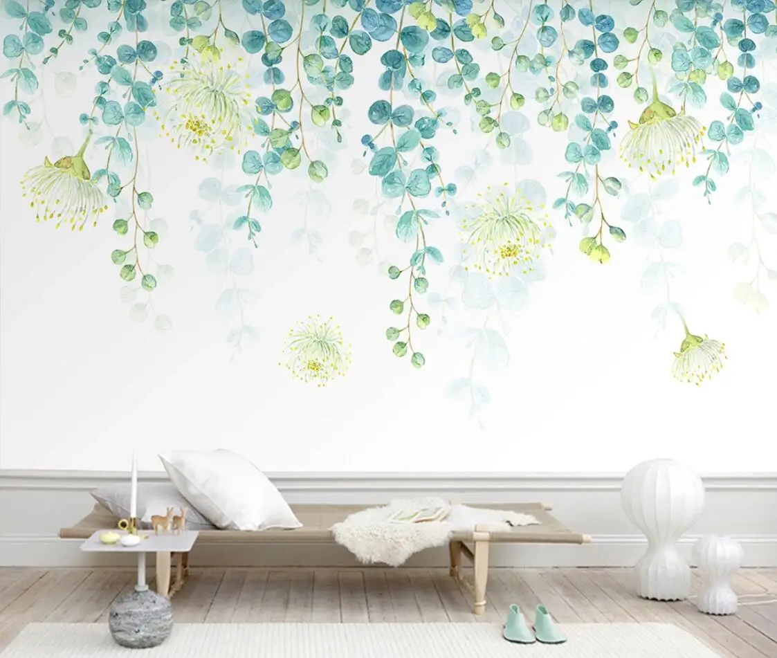 

Nordic Mural Green Tree Leaf Wallpaper Luxury 3d for Living Room Bedroom 3d Wall Murals Leaves Wall Papers Home Decor Custom