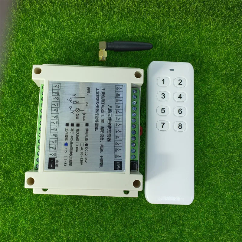 DC 12V 24V 36V 8 CH RF Wireless Remote Control Switch Remote Control System 8CH 10A Relay Receiver +8 Button Transmitter