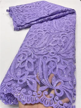 Tessuto di pizzo africano bianco PGC con paillettes 2024 tessuti di pizzo ricamo nigeriano di pizzo di alta qualità per cucire matrimoni