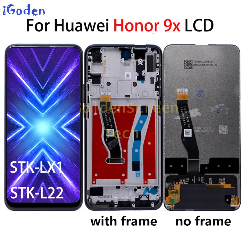 6.59 inch For Huawei Honor 9X premium global edition STK-LX1 STK-L22 LCD Display Touch Screen Digitizer Assembly+Frame