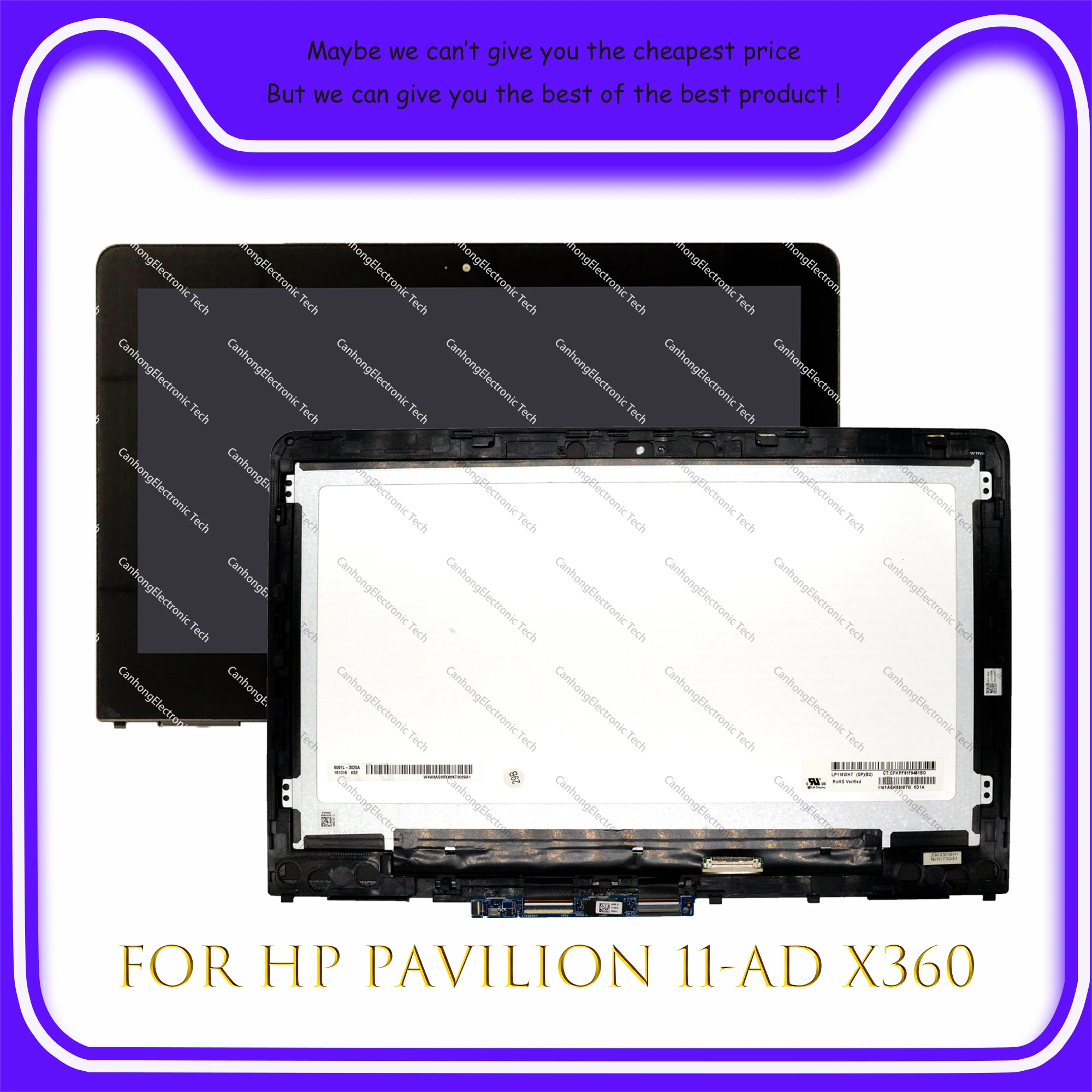 

For HP Pavilion X360 11-AD Series 11.6" HD 1366*768 Laptop LCD Touch Screen Digitizer Replacement Assembly With Frame