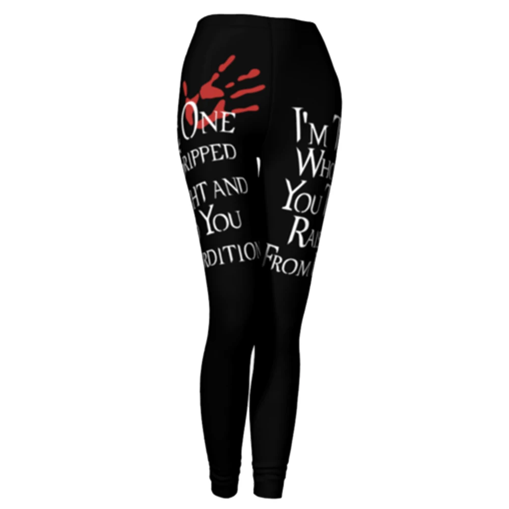 [You're My Secret] Casual Women's Legging Ouija Hand Pattern Balck Legins Trouser Mid Waist Elastic Gothic Ankle Pants Discounts