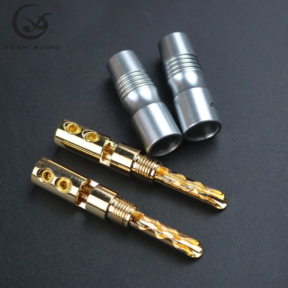 8 Chiếc Chuối Cắm YIVO XSSH OEM ODM Tự Làm Bằng Đồng Mạ Vàng Phosphor Bronze 24K Video Âm Thanh Loại Bắt Vít loa Phích Cắm Kết Nối Jack Cắm