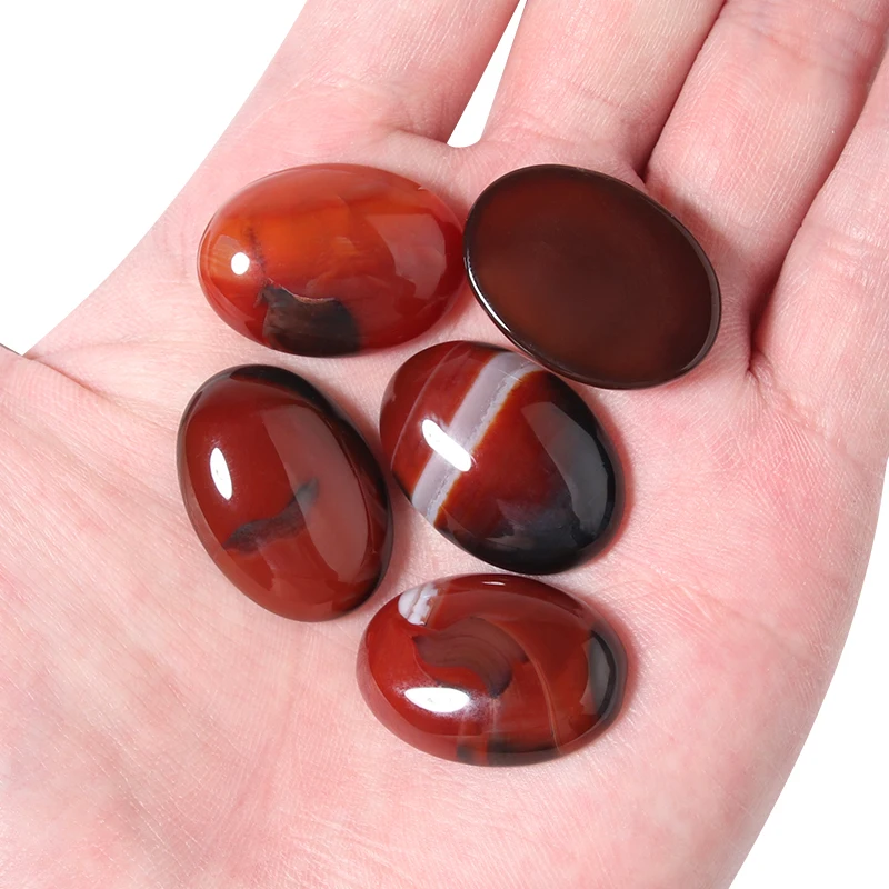 10pcs/Lot Crimson Agate 10*14/13*18/18*25mm Natural Stone Interface Cabochon Loose Beads For  DIY Handmade Necklace Jewelry