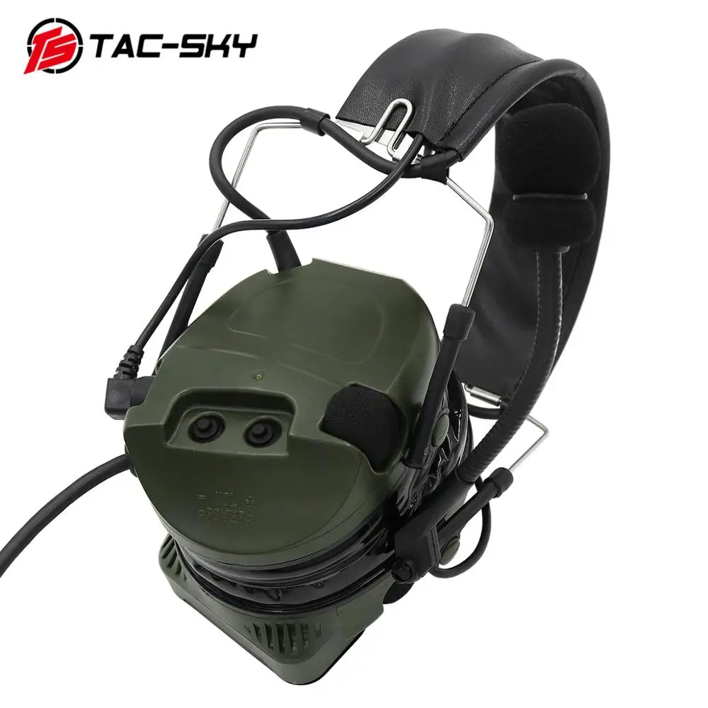 TS TAC-SKY Tactical Electronic Shooting Earmuffs Noise Canceling Sound Pickup Headset & U94 PTT for Baofeng Walkie Talkie