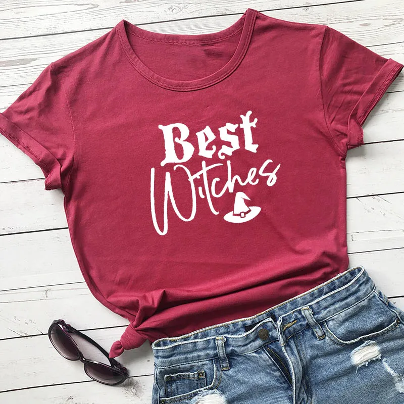 Best Witches Graphic Printed New Arrival Unisex Summer Funny 100%Cotton T-Shirt Halloween Shirt Best Friend Shirts Besties Tops