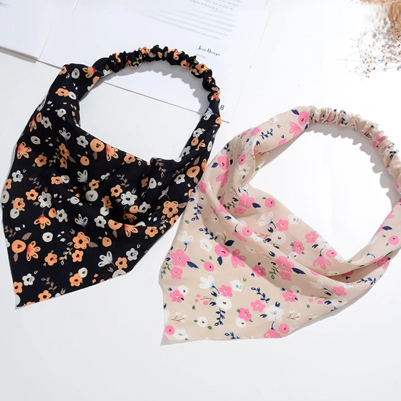 Bandana de varios estilos para mujer, pañuelo triangular para la cabeza, banda elástica suave para el cabello, pañuelo con estampado Floral bohemio,