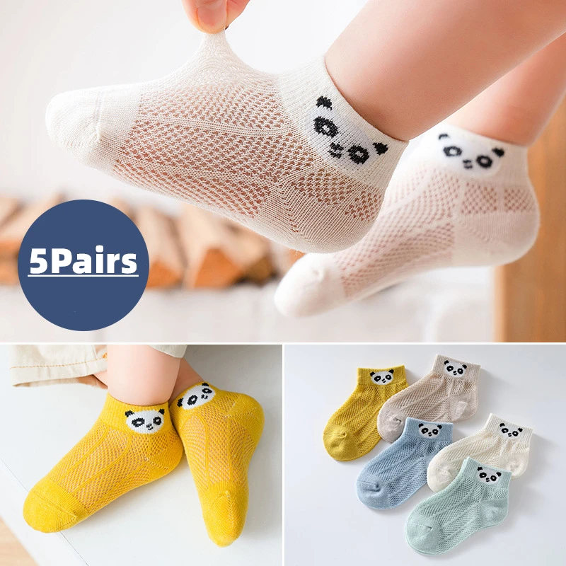 Spring Summer Thin Mesh Socks For Girls Boys Cute Animal Children\'s Thin Sock Baby Newborn Short Socks 5 Pairs/lot 1 to 12 Years