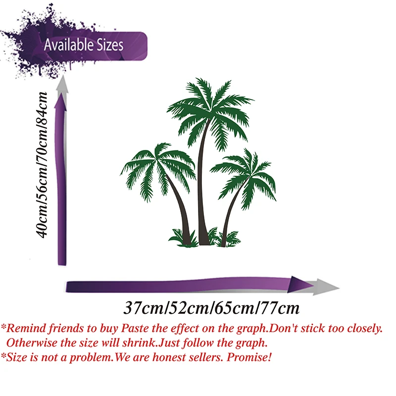 Large Tropical Palm Tree Wall Sticker Kids Living Room Summer Holiday Landscape Beach Palm Travel Wildlife Wall Decal Playroom