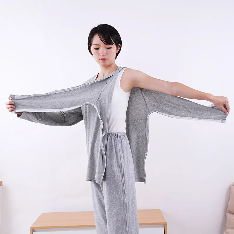 Convenient Mental Hospital Gown with Zipper Or Concealed Buckle for Easy Wear & Removal Post-Operative Care for Fractures