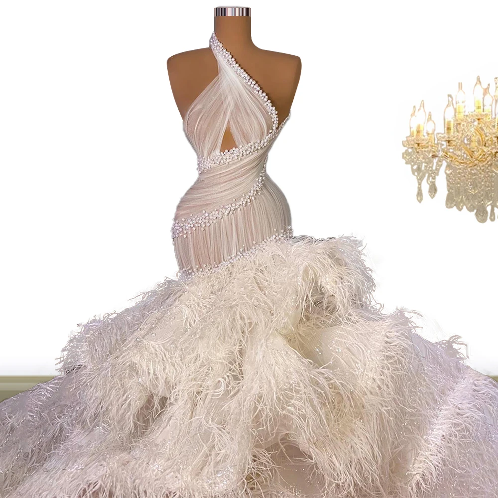 Floria Newest Puffy Feather Luxury Wedding Dress Bridal Gowns Women's Dresses Marriage Bridal Gowns Custom Made