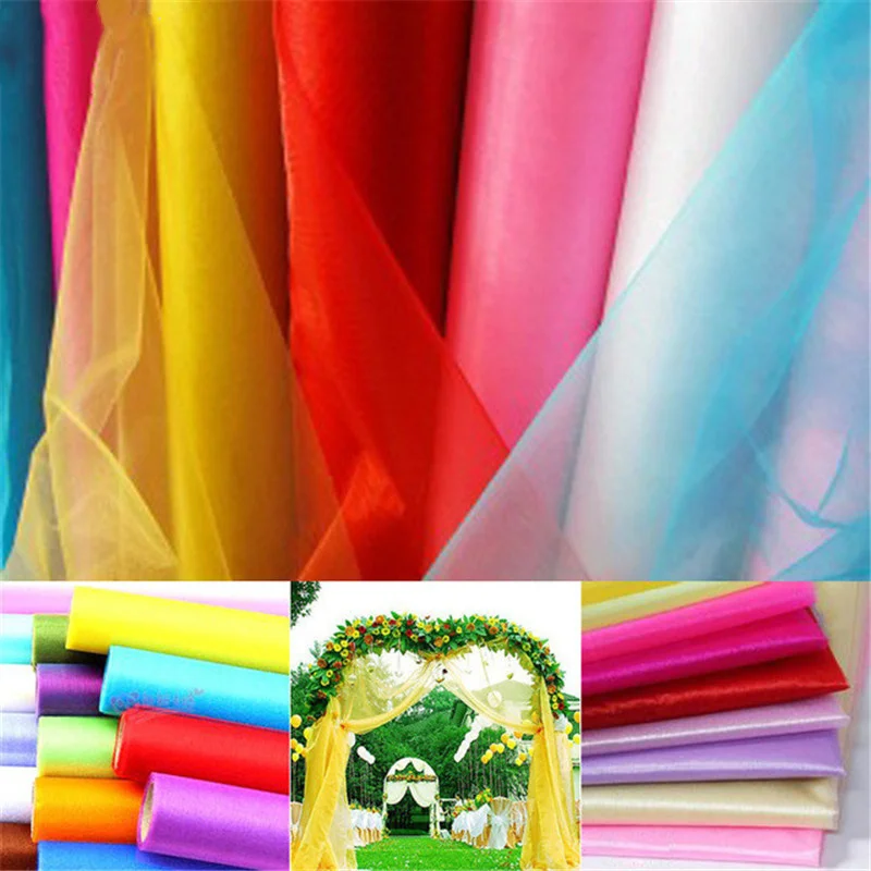 48cmX10m Tulle Roll Crystal Fabric Organza Roll Spool Wedding Decoration Birthday Party Baby Shower Wedding Accessories 70%