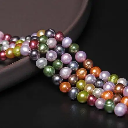 

Favorite Pearl Loose Beads 7-8mm Multicolor Freshwater Pearl DIY Jewelry Making For Necklace Bracelet Earrings 14'' Full Strand