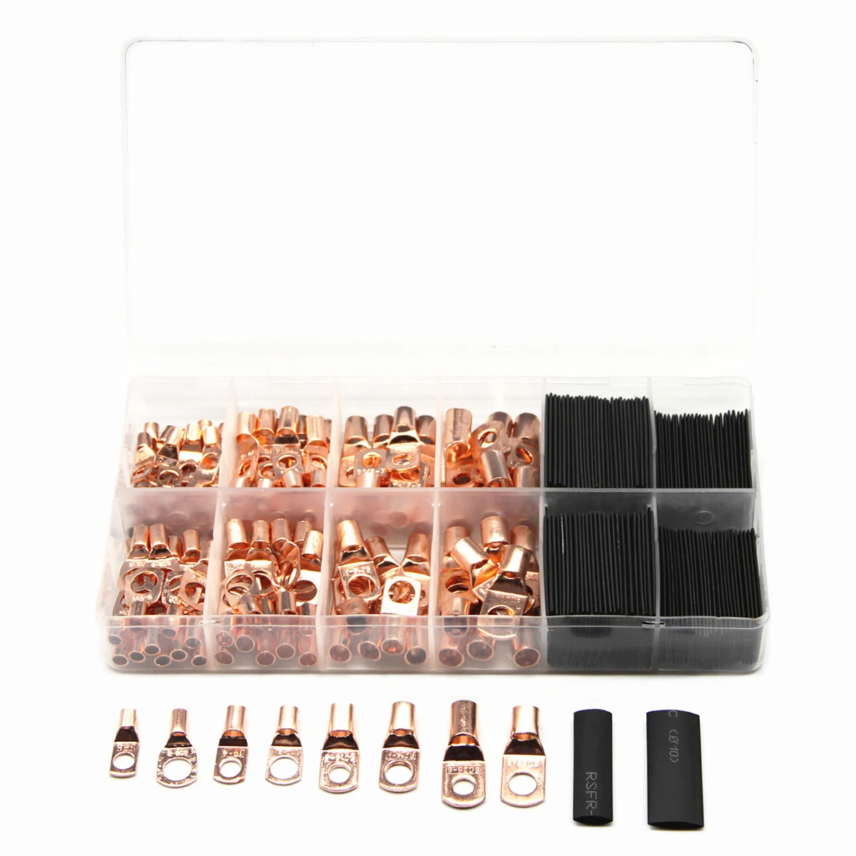 60/240/260CPS Assortment Car Auto Copper Ring Terminal Wire Crimp Connector Bare Cable Battery Terminals Soldered Connectors Kit