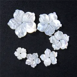 2Pcs/lot Natural Carved Mother of Pearl Charm Bead White Flower Shell Beads For Women Jewelry DIY Earrings Bracelet Accessories