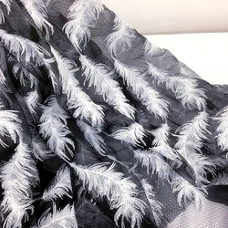 High Qulaity White African Lace Black Embroidered Swiss Voile Lace Nigerian Wedding Feather Lace Fabric For Sewing Party Dress