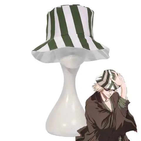 Anime Bleach Urahara Kisuke Cappello Cosplay Cappello Cupola Cappello estivo fresco a strisce verdi e bianche Cappello anguria
