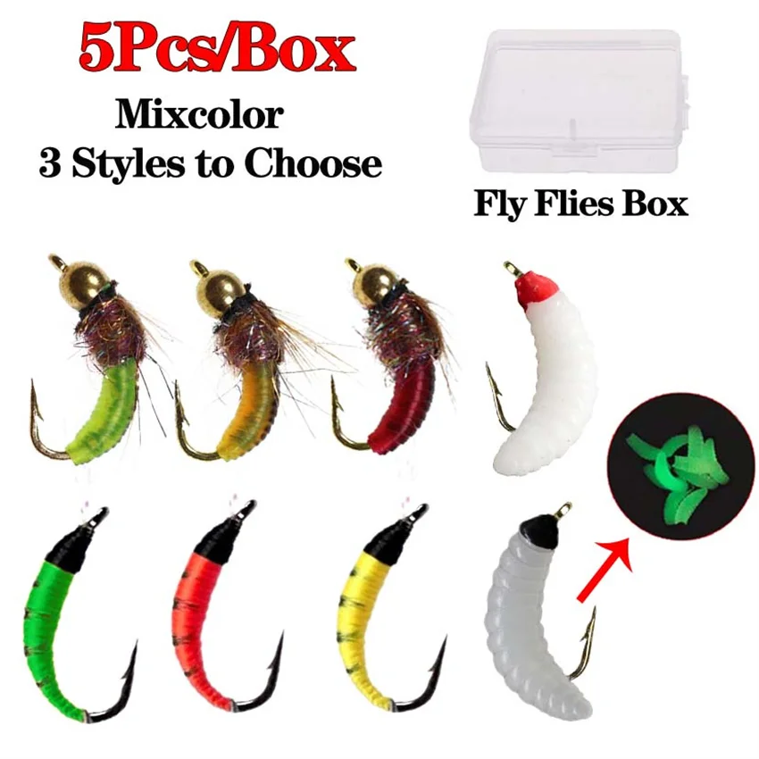 

4/5Pcs #10 Brass Bead Head Fast Sinking Nymph Scud Bug Worm Flies Trout/Bass Fly Fishing Lure Bait