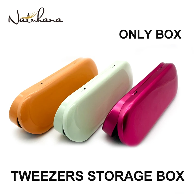 NATUHANA Portable Eyelash Tweezer Storage Box, Lash Tweezers Case, Protection Makeup Tool Box, Exquisite Tinplate Storage Box