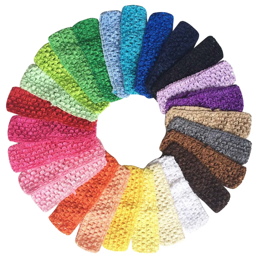 1.5\'\'  Baby Girls Crochet Headband Elastic Stretchy Tutu Waistband Baby Hairband Band For Hair Accessories 12pcs per lot