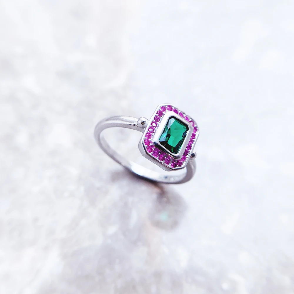 Ring Red And Green Stones,Fine Jewerly For Women,2022 Spring Brand New Personalised Gift In 925 Sterling Silver