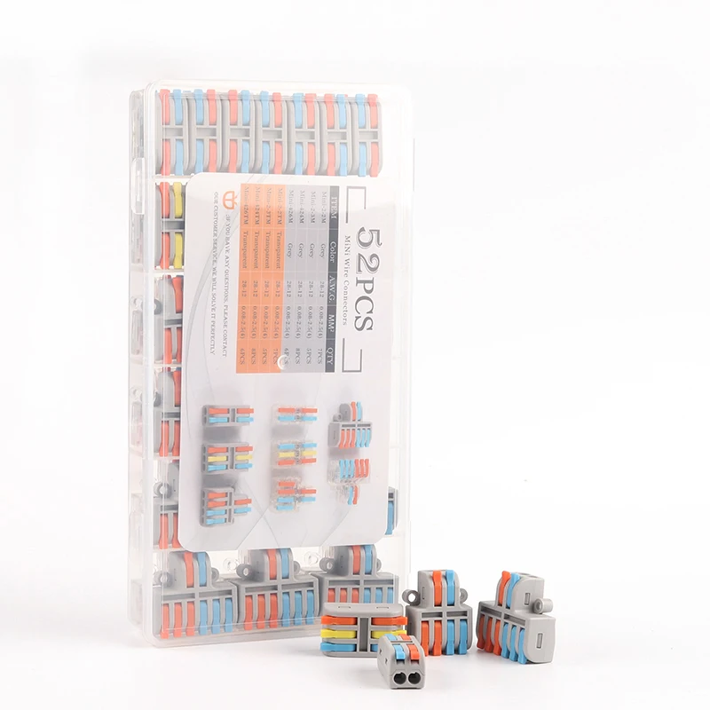Boxed Mini Splicing Butt Draadconnectors Push-In Dirigent Universele Compacte Terminal Blok Thuis Kabel Splitter Bedrading Connector